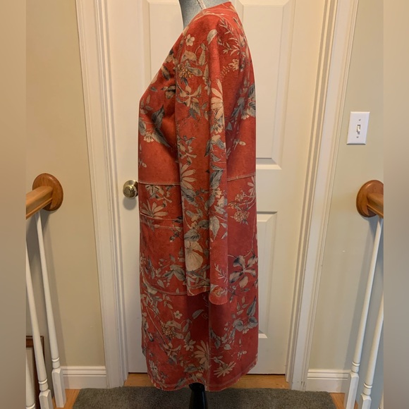 Anthropologie Solitaire faux suede floral Duster jacket sz S, two front … - Picture 2 of 6